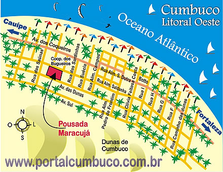 Localização da Pousada Maracujé em Cumbuco - Ceará - Brasil