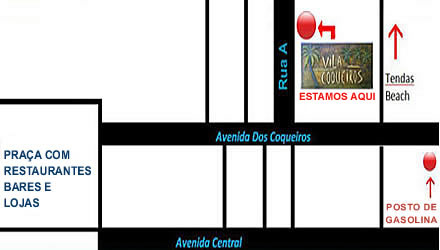 Mapa de localiza&ccedil;&atilde;o da Pousada Vila Coqueiros em Cumbuco